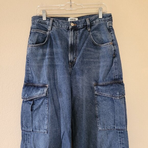 Agolde Jeans Wide Leg Minka Cargo Denim Size 29 Blue High Rise 90s Retro - Picture 2 of 12